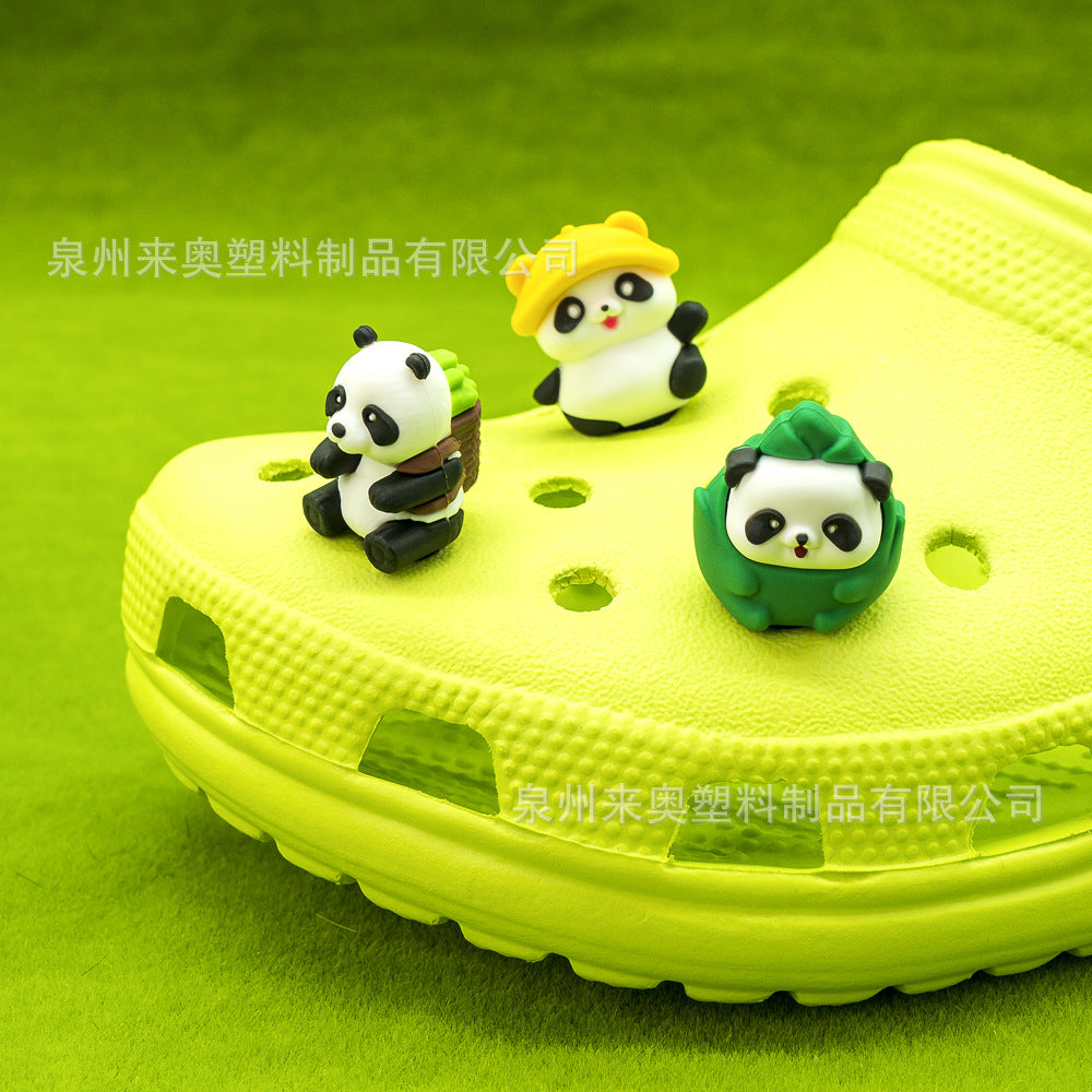 Wholesale 5pcs  Cartoon Animal Panda Garden 3D Crocs Decorative Accessories