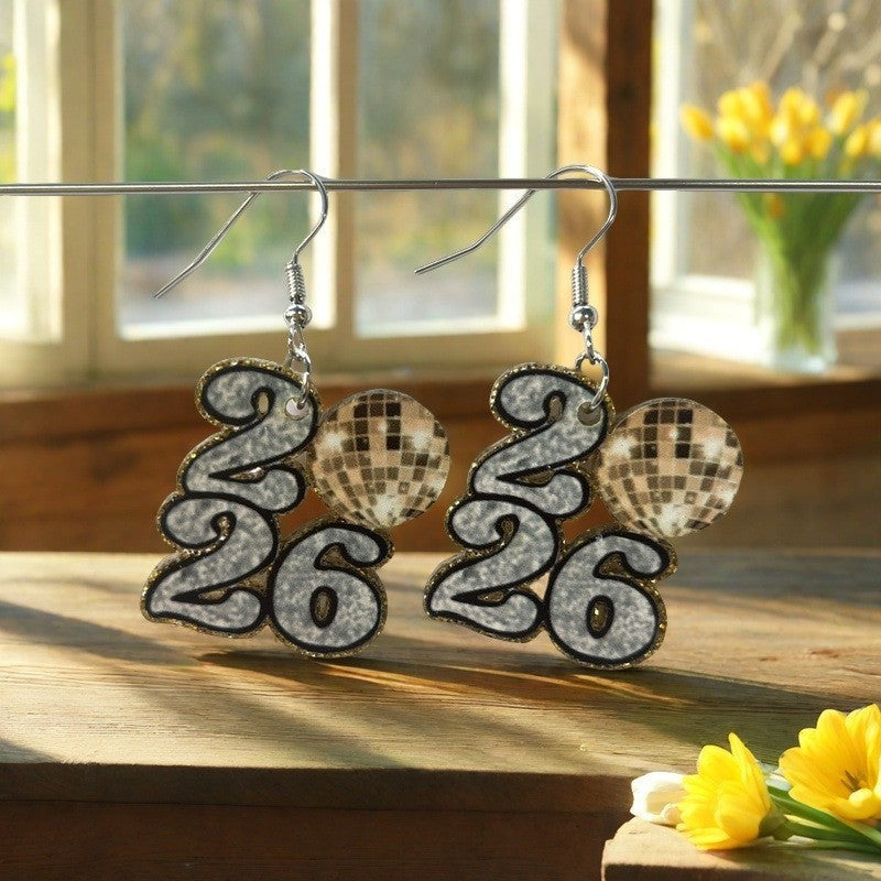 Wholesale 5pcs Acrylic earrings with lettering  vintage style