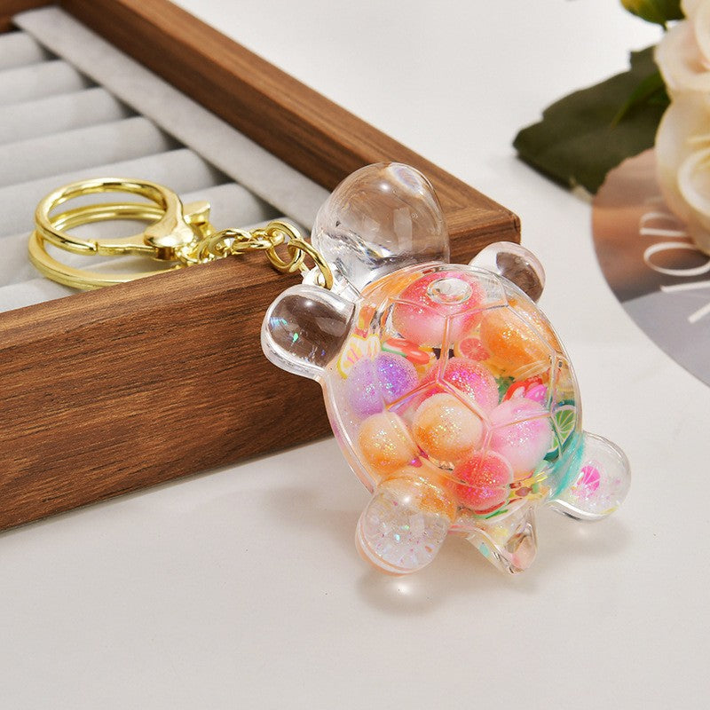 Wholesale Acrylic flowing sand turtle keychain