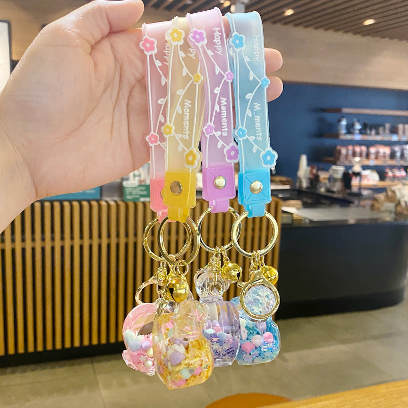 Llavero de aceite de botella de perfume acrílico al por mayor