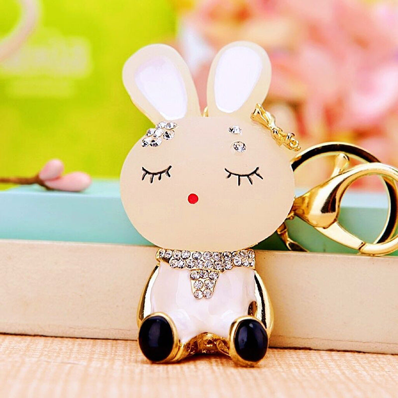 Wholesale Chic Metal Lucky Sheep Keychain Rhinestone Car Key Accessory Bag Charm Gift