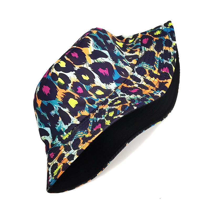 Wholesale Color Leopard Print Polyester Bucket Hat Double Sided Sunscreen Sun Hat