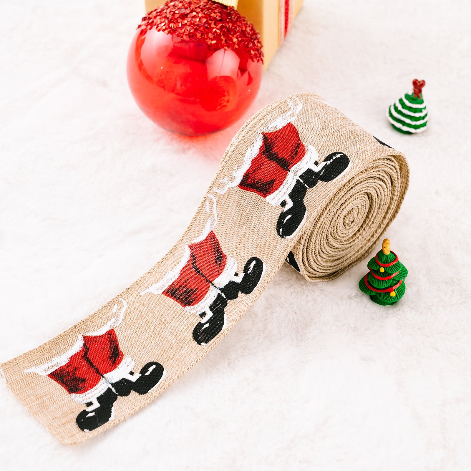 Wholesale Christmas Decorations, Cartoon Stickers, Linen Woven Ribbons