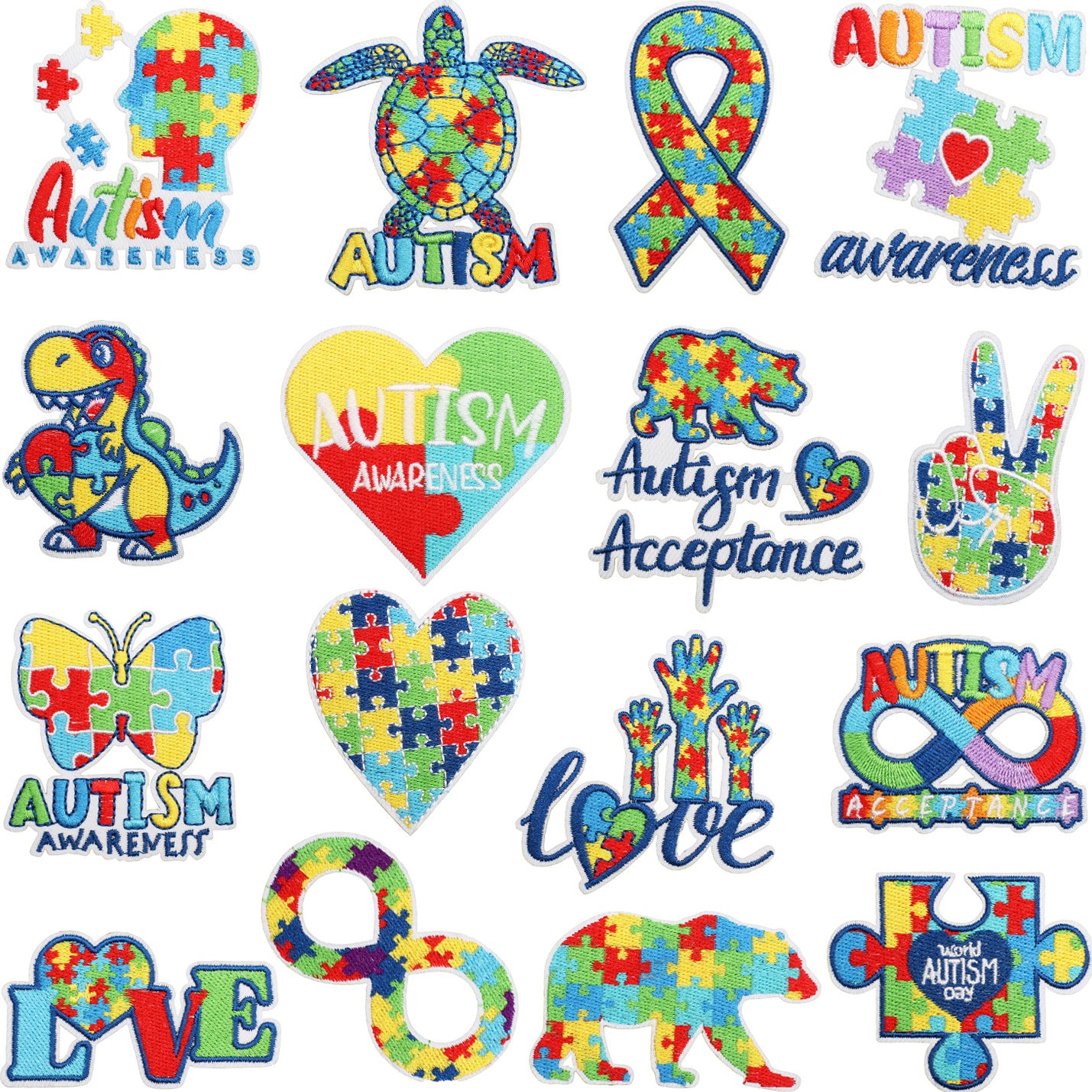 Wholesale Trendy Autism Awareness Embroidered Iron On Patches Butterfly Heart Design Clothing Accessory