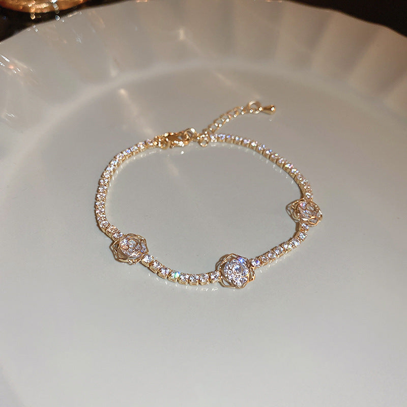 Wholesale Light Luxury Zircon Flower Hollow Bracelet