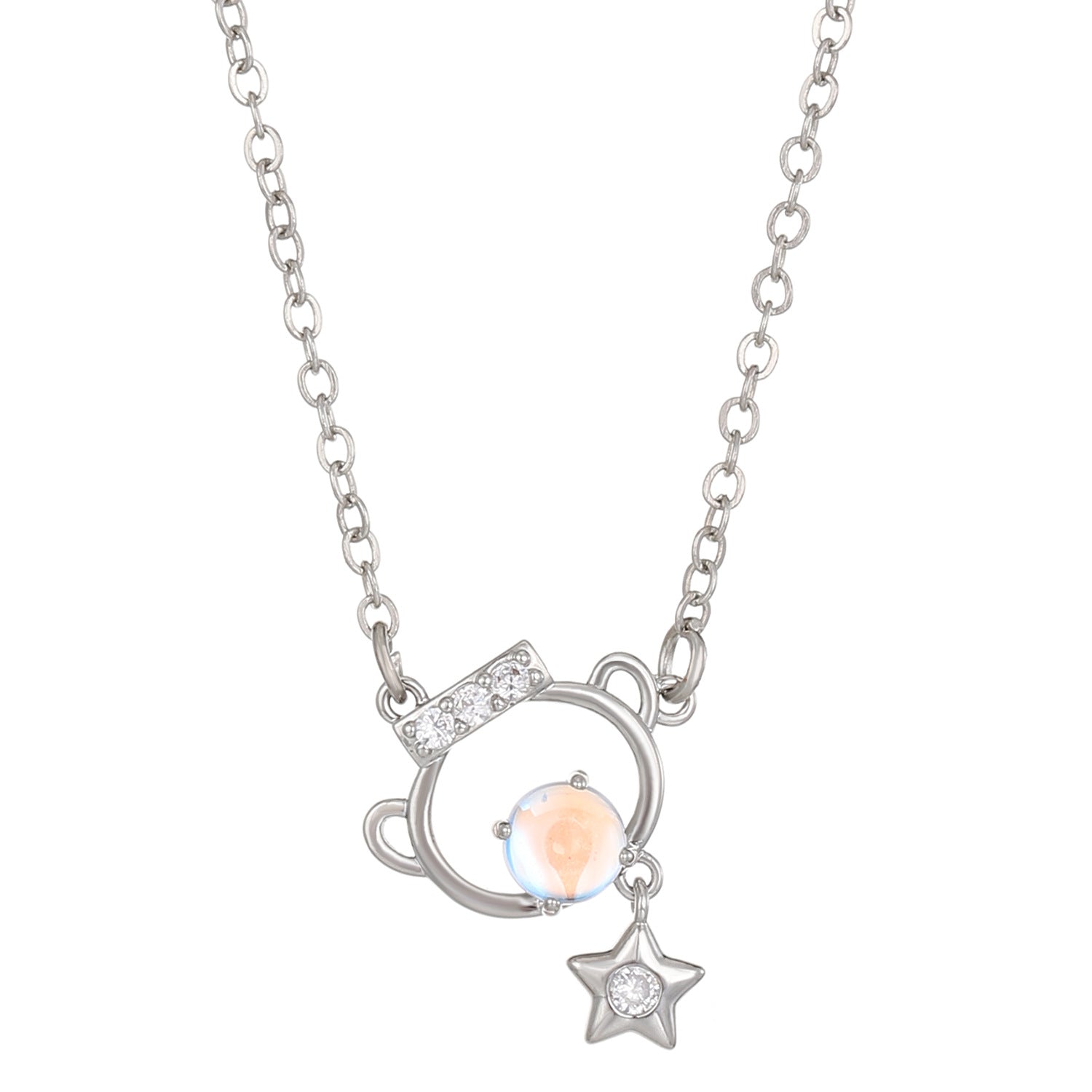 Wholesale Copper Constellation Diamond Hollow Moonstone Necklace