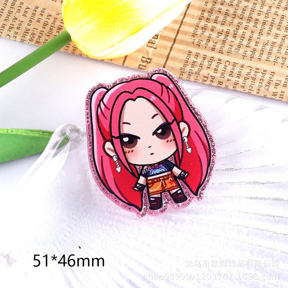 Wholesale 10pcs/ pack Cartoon Girl Cute Pendant Acrylic Pin DIY Accessories