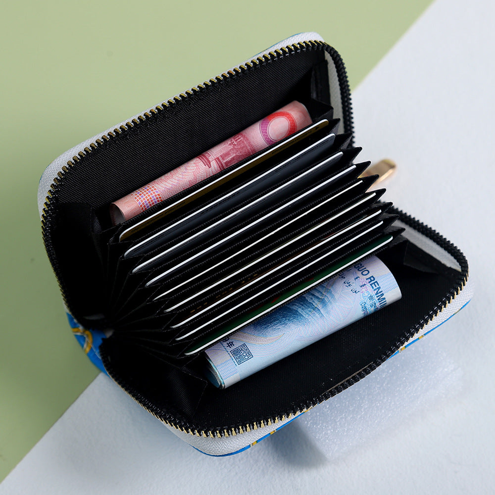 Pujo al por mayor PU Organo Short Impresión Single Single Suptor de la tarjeta de cremallera