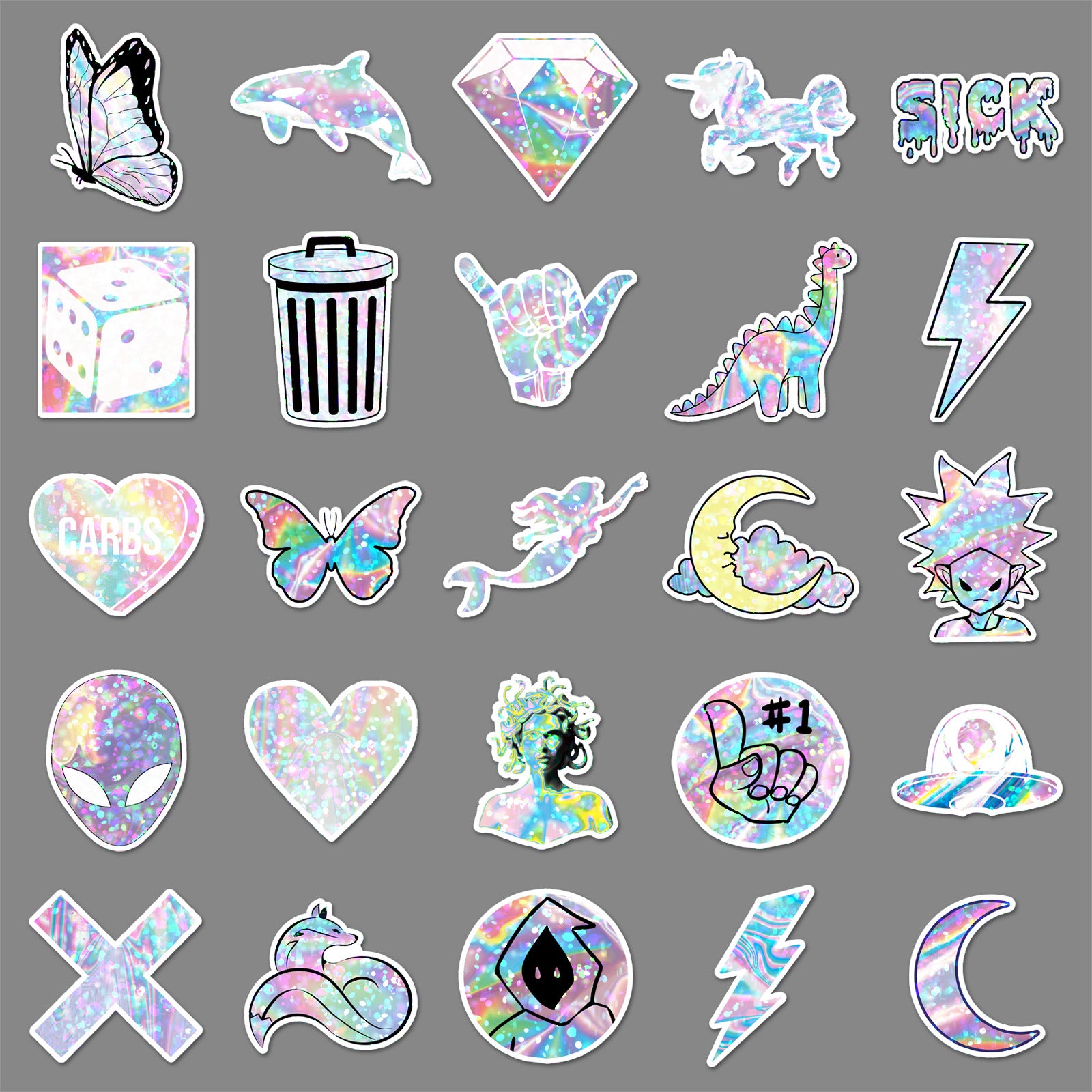 Wholesale 50pcs/pack laser glitter stickers