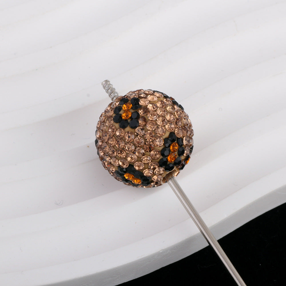 Wholesale 2CM Classic Leopard Print Round Beads with Large Hole,  Polymer Clay Straight Hole Beads,  DIY Phone Keychain Necklace Accessories