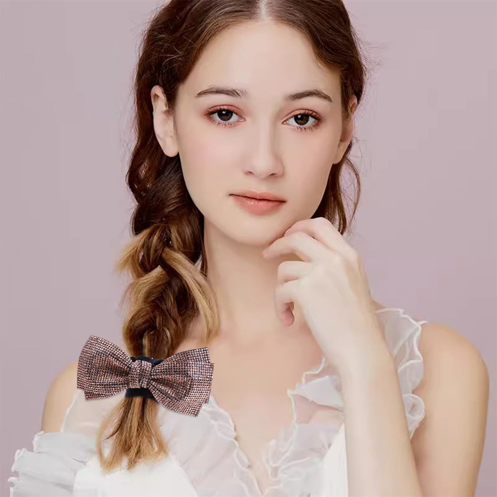 Wholesale full diamond bow large intestine hair ring popular hair accessories