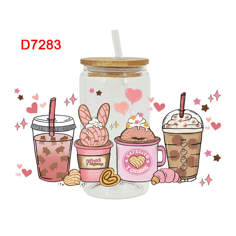 Wholesale Colorful beverage cake  16oz Cup UV DTF Wraps