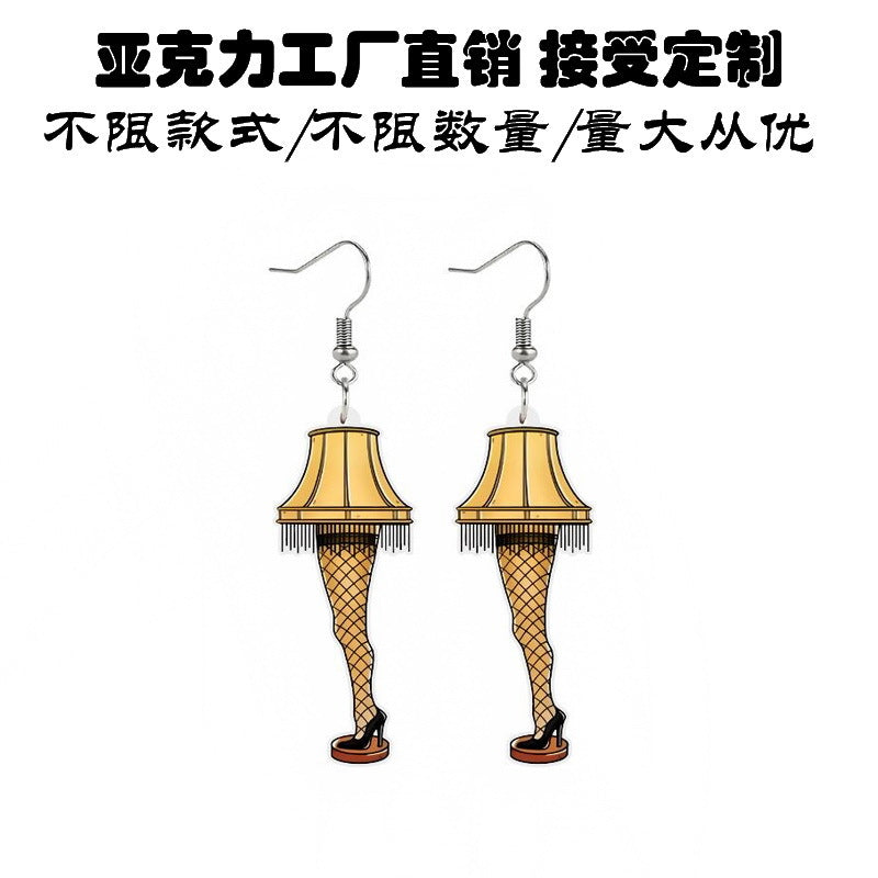 Wholesale Reversible Acrylic Christmas Heels, Stockings, Long Legs, Table Lamp Earrings