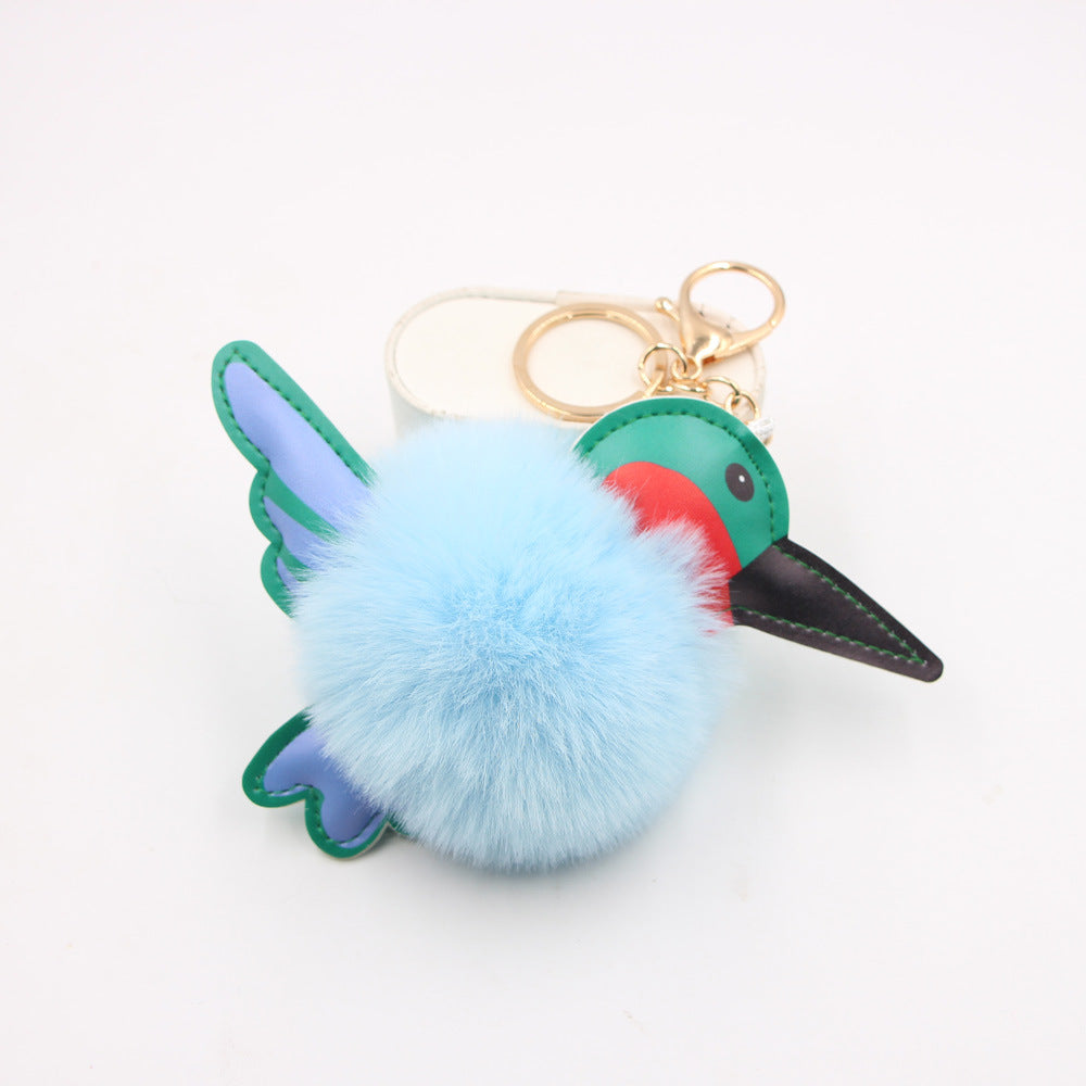 Wholesale Trendy Hummingbird Plush Bag Charm Dark Green Alloy Keychain Boutique Resale Accessory
