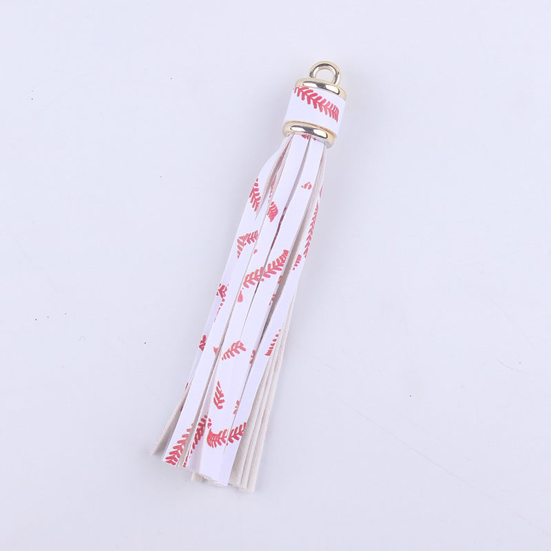 Wholesale 8cm PU Leather Ball-shaped Floral Tassel Keychain Accessories