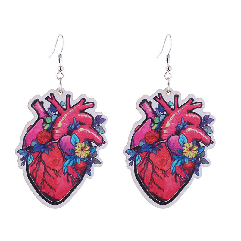 Wholesale Valentine's Day Pink Series Love Hot Air Balloon Dwarf Wooden Earrings