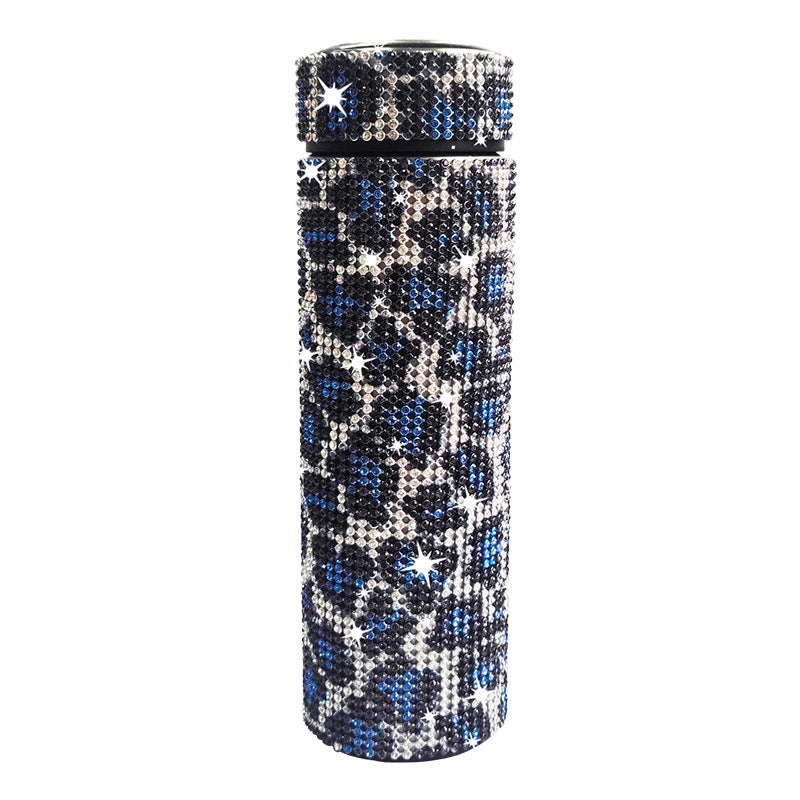 Wholesale 17oz Stainless Steel Diamond-encrusted Smart Thermos Cup with LED Temperature Display Straight Tumbler Cup