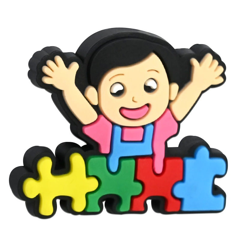 Wholesale Random 100pcs Cartoon Autism Pattern Beads Focal Beads