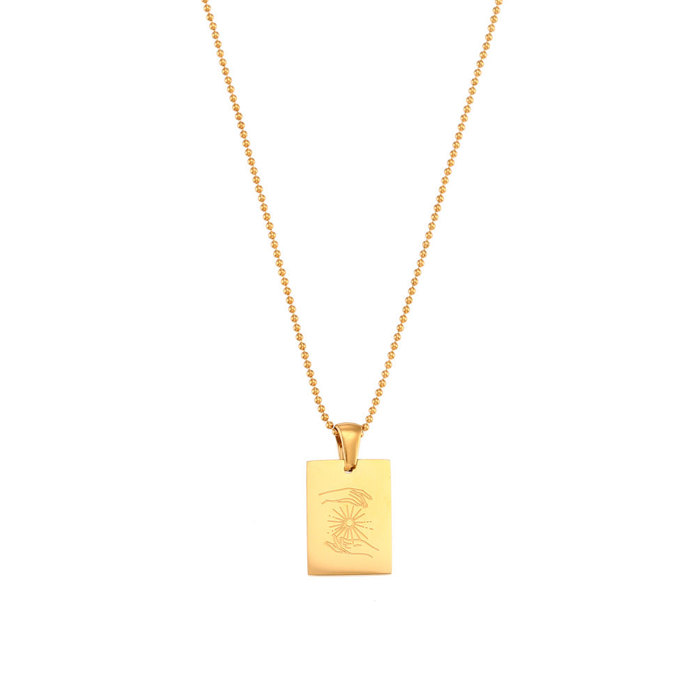 Wholesale Stainless Steel 18K Gold Plated Square Sign Gesture Necklace