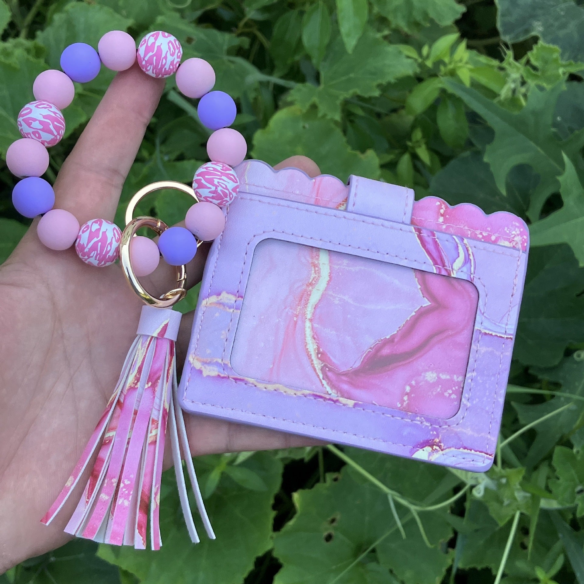 Wholesale Leopard Print Butterfly Beaded Bracelet Keychain