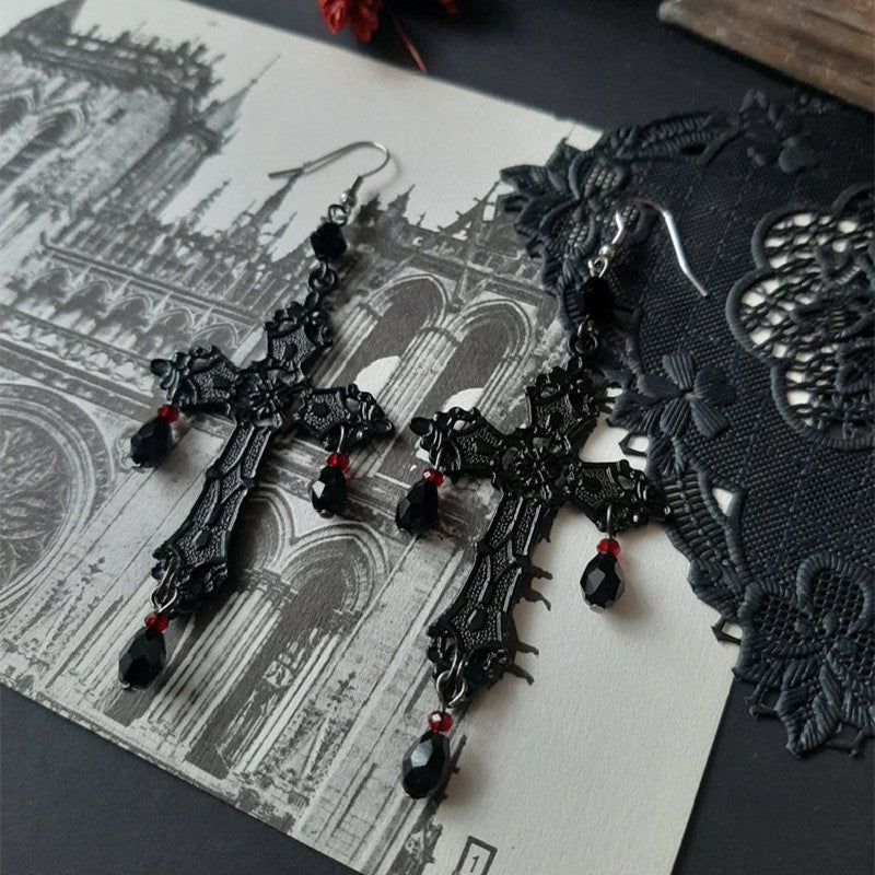 Wholesale Cross Gothic Dark Cross Earrings