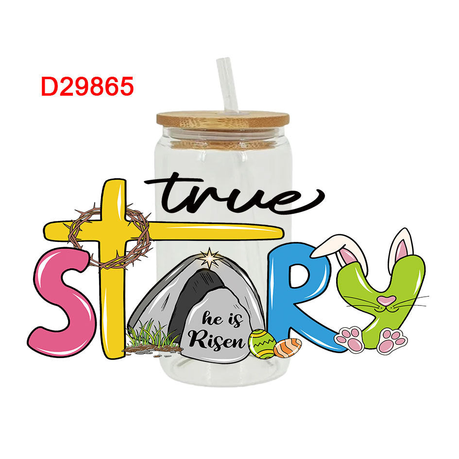 Wholesale Colorful Cartoon Bunny 16oz Cup UV DTF Wraps