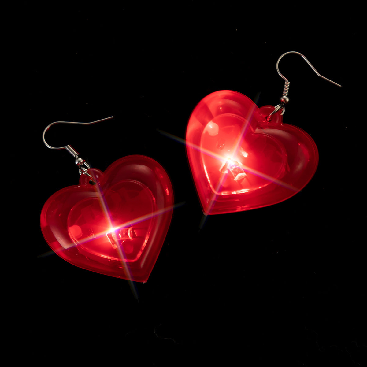 Wholesale Valentine's Day Series LED Lights, Heart-shaped Luminous Plastic Earrings