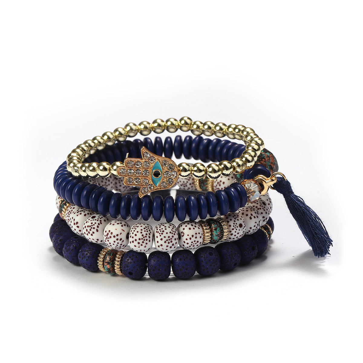 Wholesale Tassel Demon Palm Pendant Multi Layered Pendant Glass Elastic Bracelet