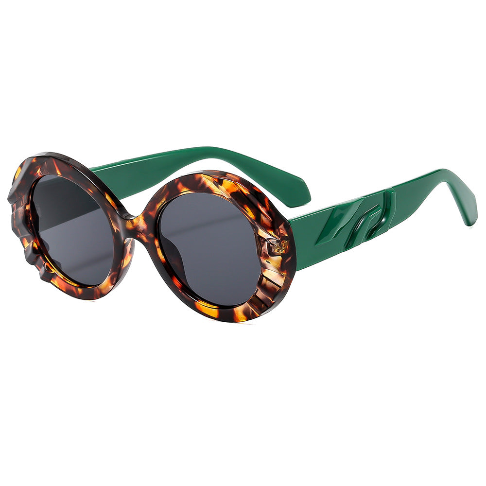 Wholesale Round Pattern Large Frame Contrast Color PC Fashion Sunglasses