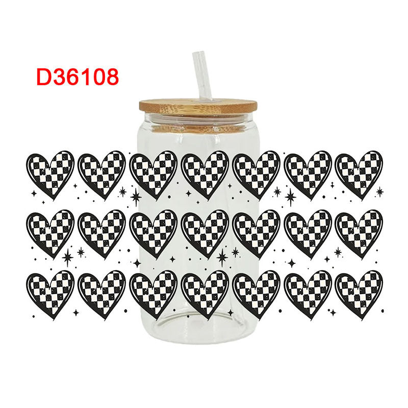 Wholesale UV transfer sticker glass cup crystal label crystal sticker 16OZ UV DTF WRAPS