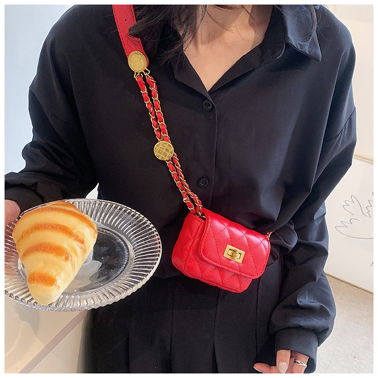 Wholesale PU Gold Coin Chain Diamond Plaid Women's Bags