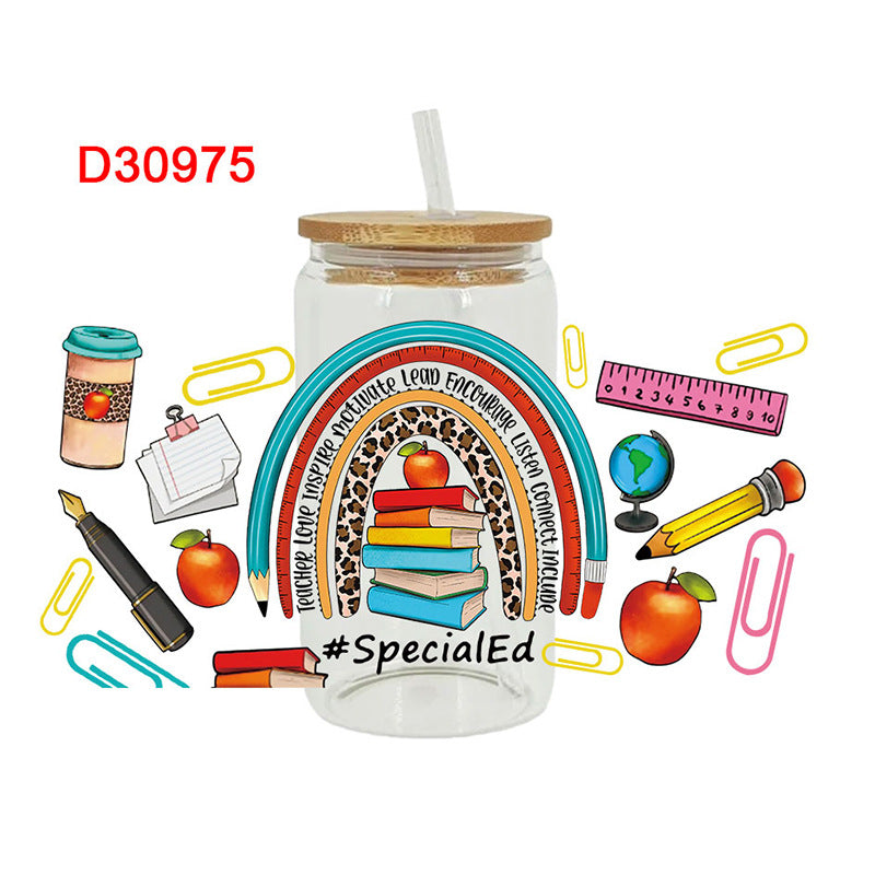 Wholesale Pencil Rainbow Teacher's Day 16oz Cup UV DTF Wraps