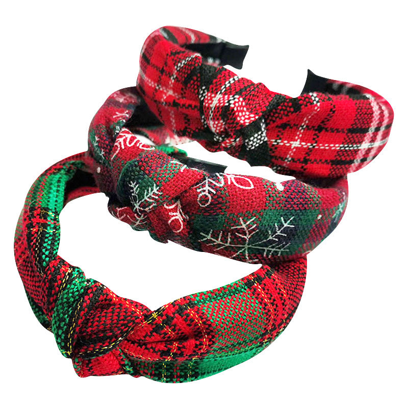 Wholesale Christmas Series Plaid Bow Cloth Headband