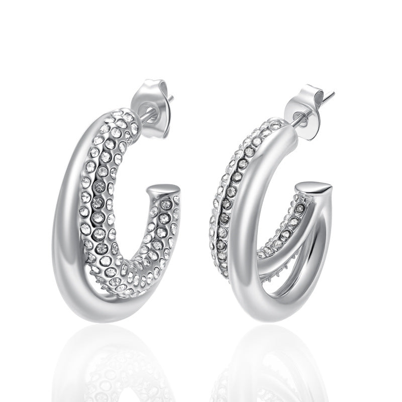 Wholesale Hoop Earrings Simple Earrings Elegant Stainless Steel Stud Earrings