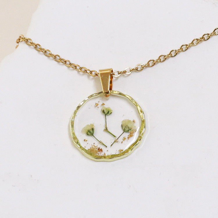 Wholesale 6pcs Moon Series Dried Flower Handmade Epoxy Pendant Necklace
