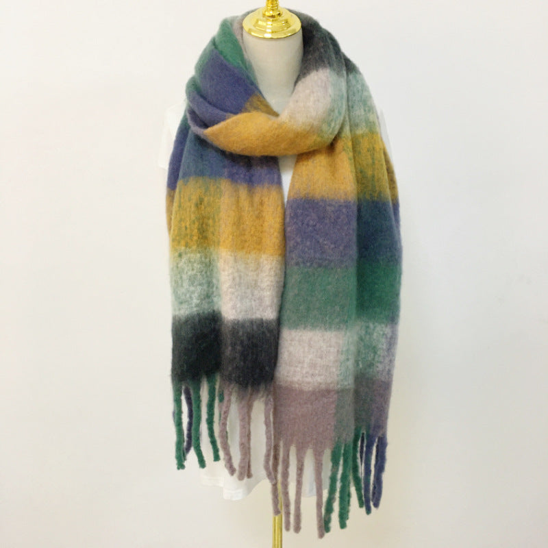 Wholesale Winter Polyester British Ac Rainbow Plaid Scarf