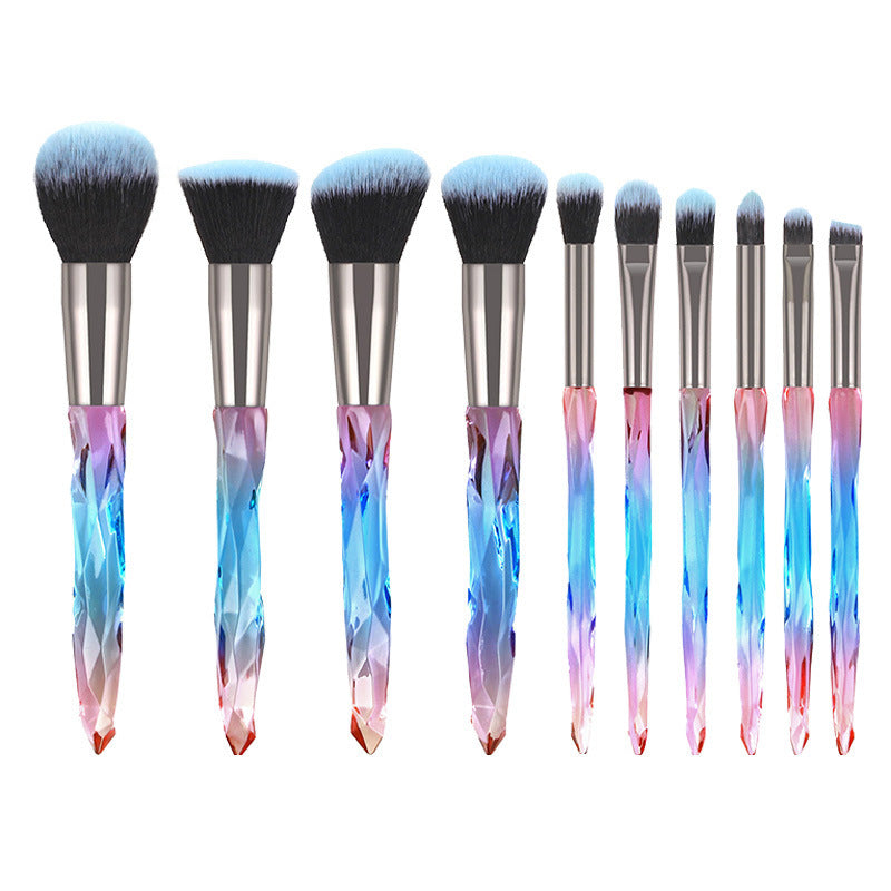 Wholesale 10 Pieces Clear Crystal Glass Diamond Handle Makeup Brushes