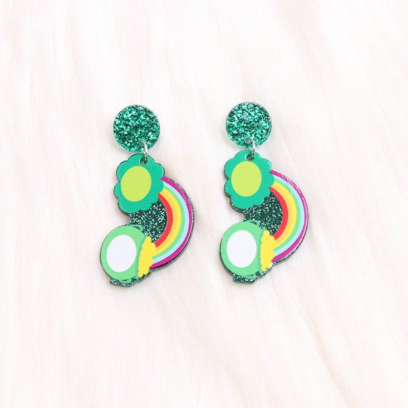 Wholesale Acrylic Earrings St. Patrick's Beer Festival Sunglasses Element Earrings