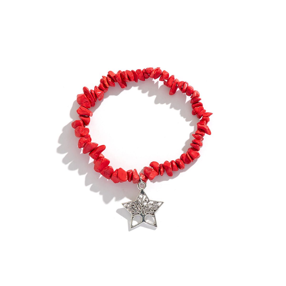 Star al por mayor Star Heart Fish Coste de piedra triturada Pulsera colorida