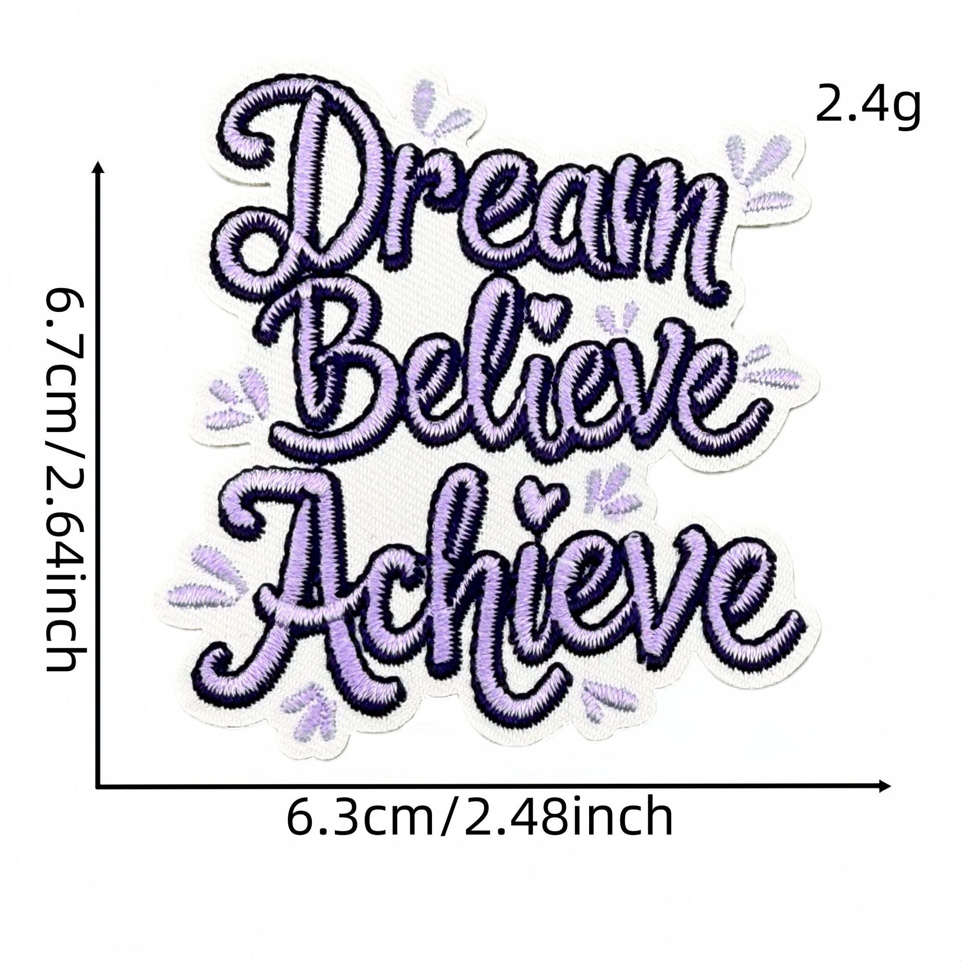 Wholesale Purple Graffiti Inspirational Embroidered Patch Iron On Applique For Clothing Bags DIY Craft