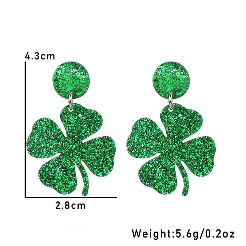Wholesale Green shamrock St.  Patrick' s Day Acrylic Earrings