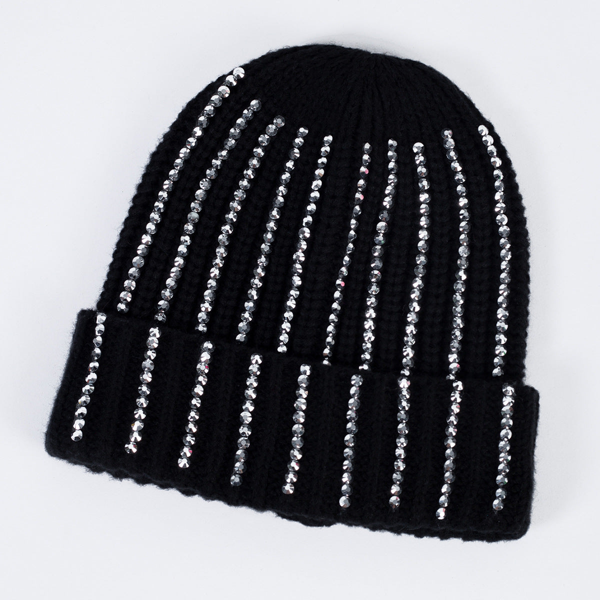Wholesale Knitted Hats with Diamond Inlaid Wool Hats, Thickened Warm Hats