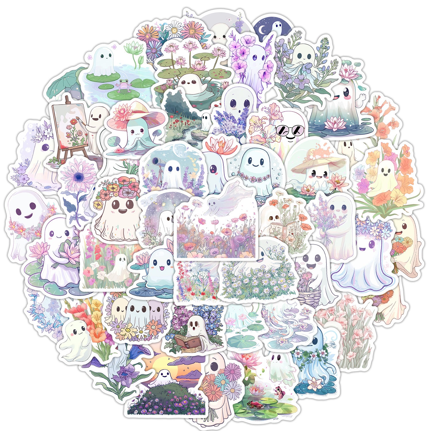 Wholesale  flowers and ghost doodle stickers