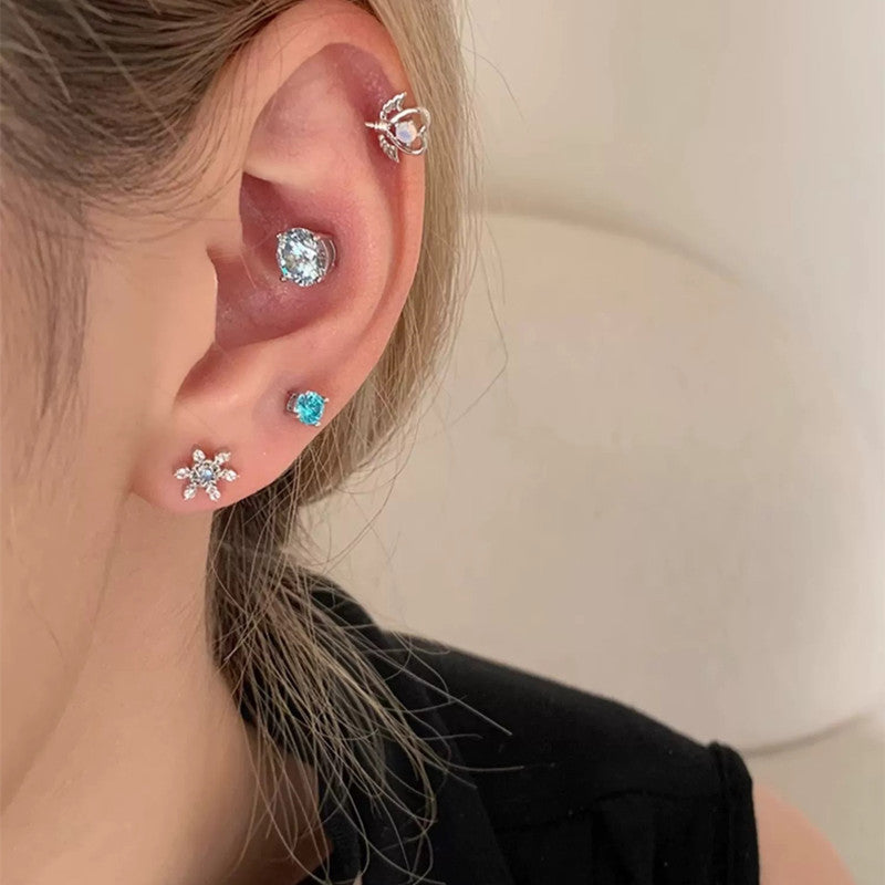 Wholesale Flash Series Huazi claw-set zircon ear bone stud earrings