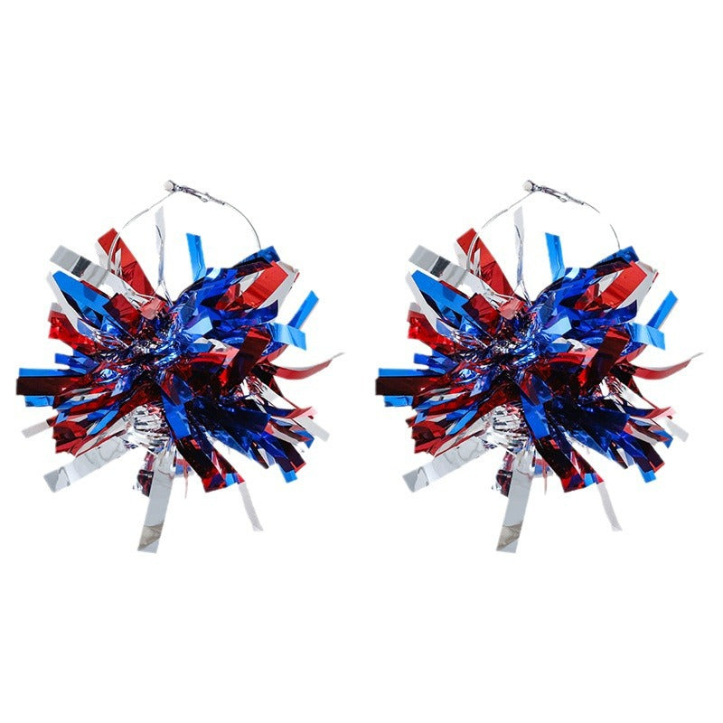 Wholesale Independence Day Red White Blue Bright Silk Earrings