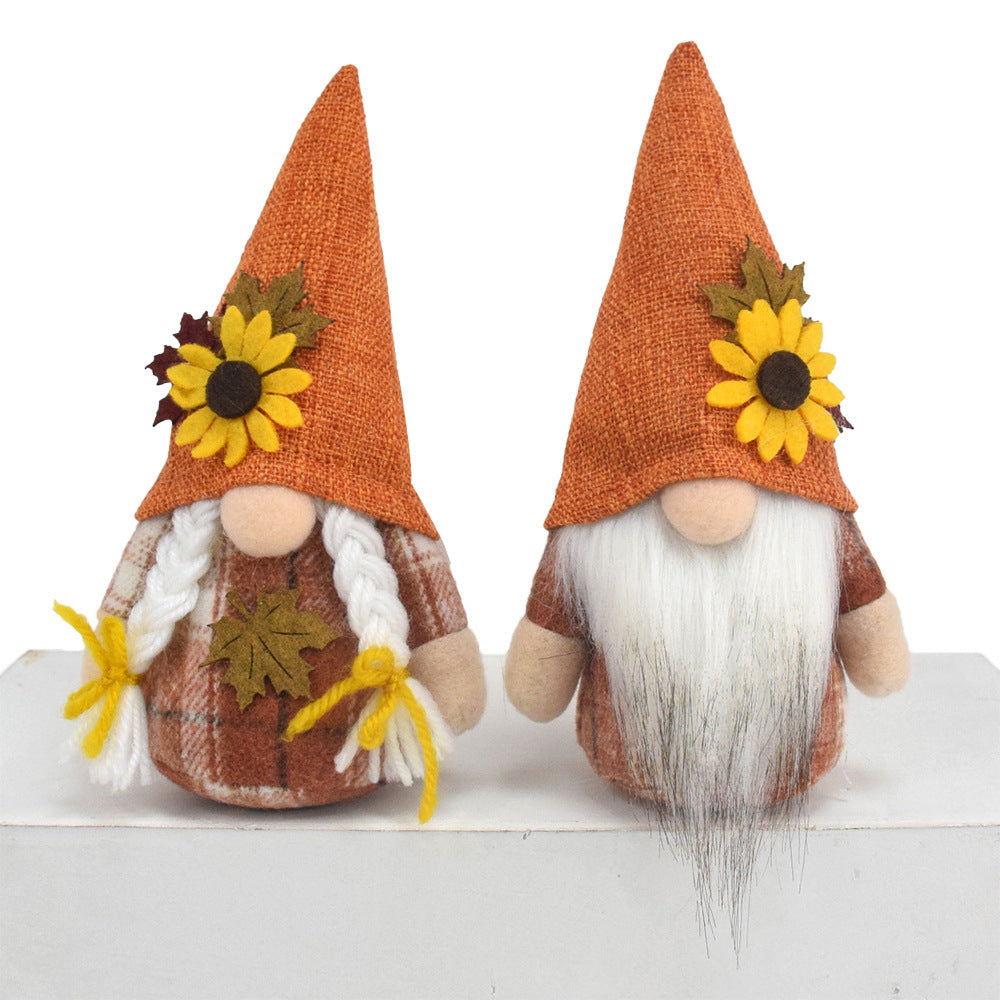 Wholesale Harvest Festival Autumn Faceless Doll Brown Plush Gnome Ornament