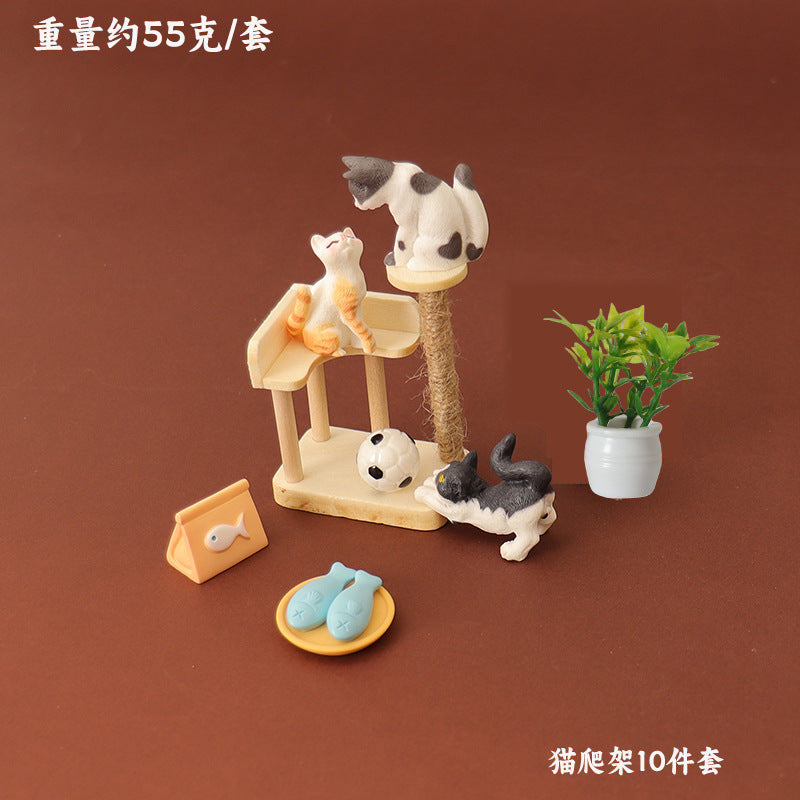 Wholesale Miniature cat climbing frame simulation cat toy model Doll Accessories