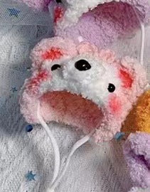 Wholesale plush cute small hat photography props handmade crocheted pet wool hat Winter Mini