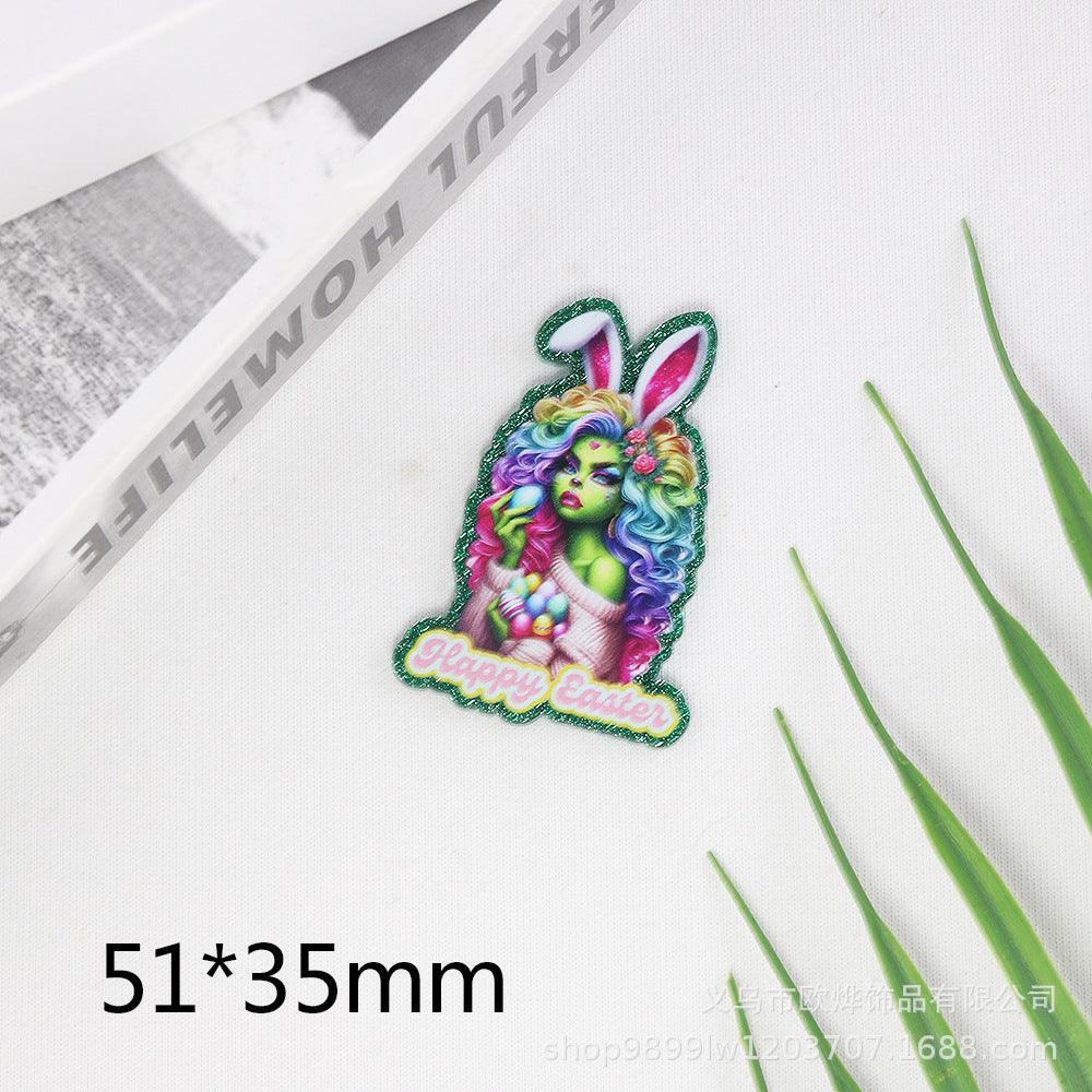 Wholesale 10pcs/pack pink cartoon rabbit peach heart letter Acrylic Flatback OLY Exclusive