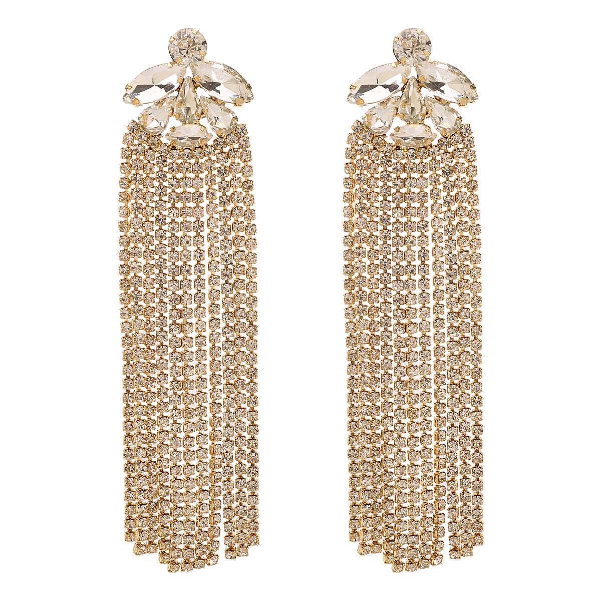 Wholesale Fashion Full Diamond Long Tassel Earrings